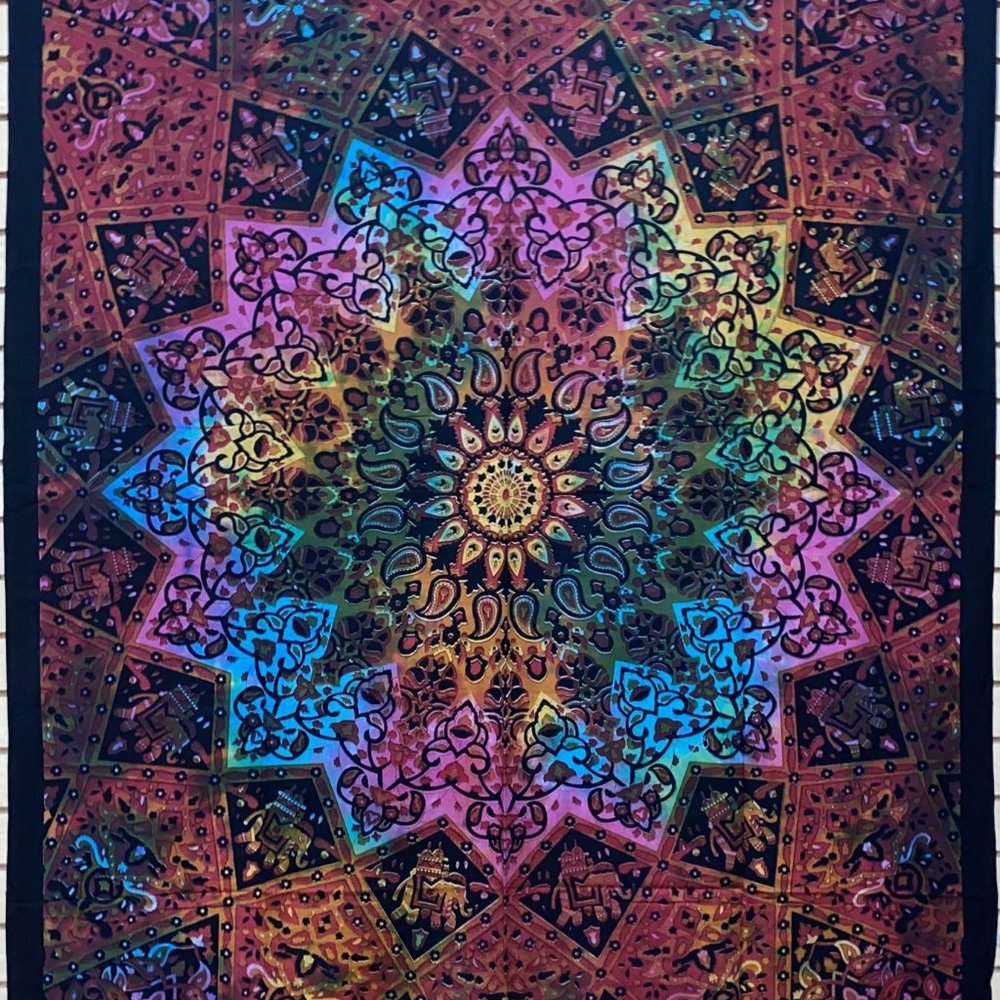 Tie-Dye Geometric Lotus Flower Tapestry